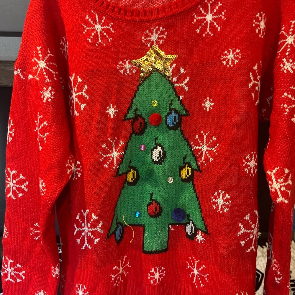 Xhilaration Red Christmas Tree Sweater